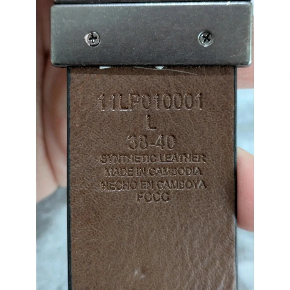 Levi's Black‎ Leather Work Belt w/Silver Buckle Large 38-40 Gunmetal Buckle Logo